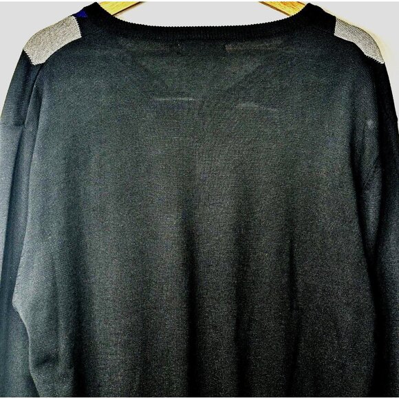 Stockhomme Mens Argyle Sweater V Neck Pullover Acrylic Black Gray Purple Size XL - Picture 5 of 11